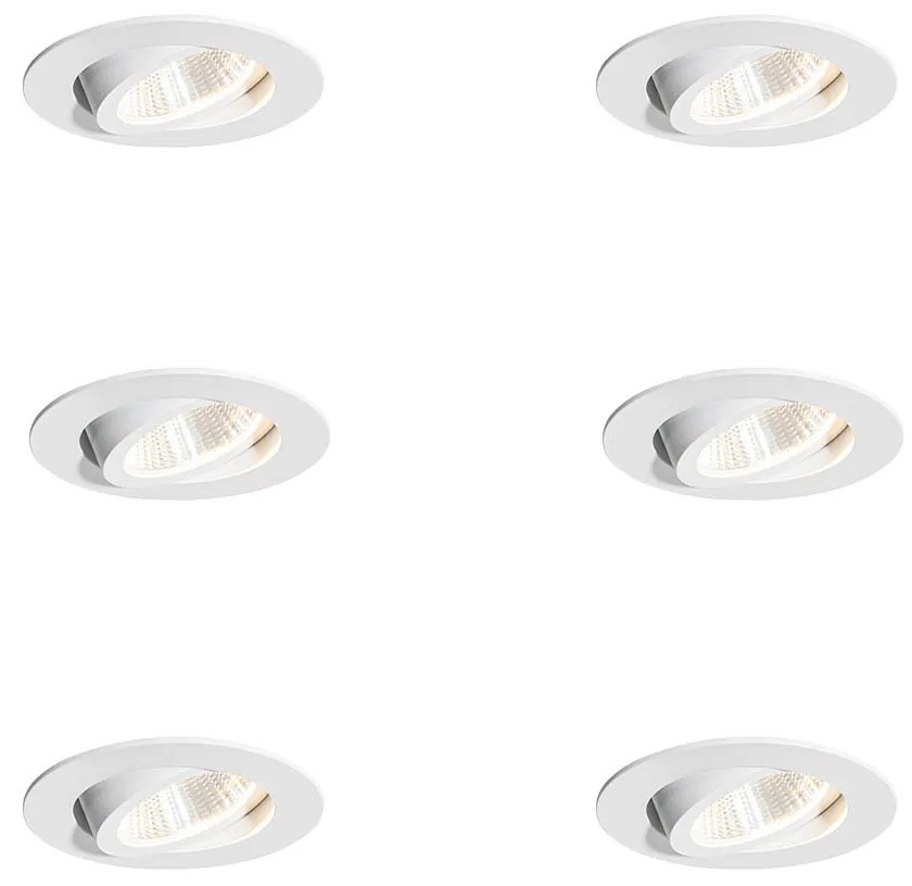Set van 6 inbouwspots wit 6,8cm incl. LED 750 lm dimbaar IP65 - Gaius Oswietlenie wewnetrzne