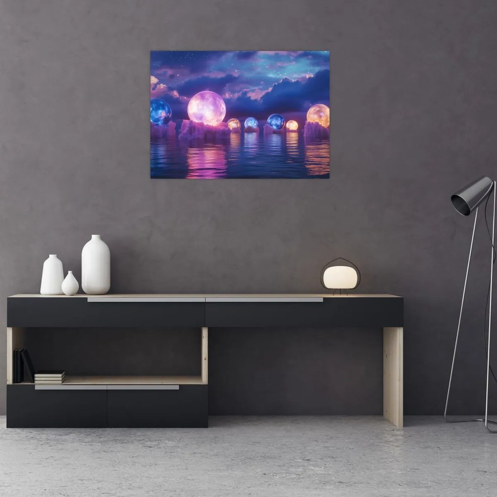 Obraz - Planety na wodzie (70x50 cm)