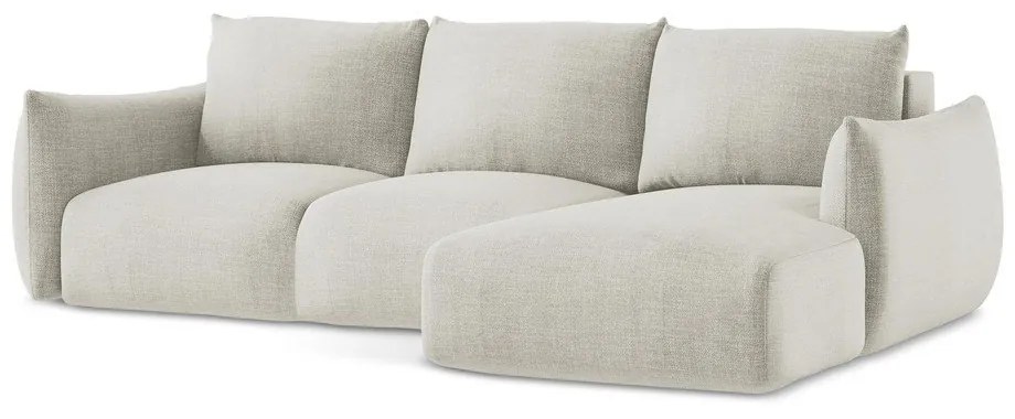 Beżowy rozkładany narożnik (prawostronny/z szezlongiem) Leila – Makamii