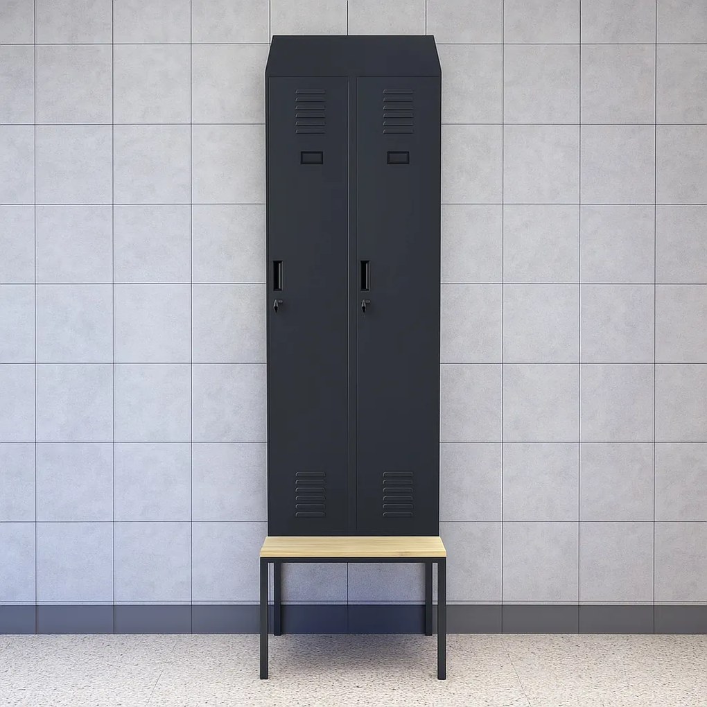 Szatnia z ławeczką i daszkiem Kacper II PRO 60x85x229,5 cm, antracyt