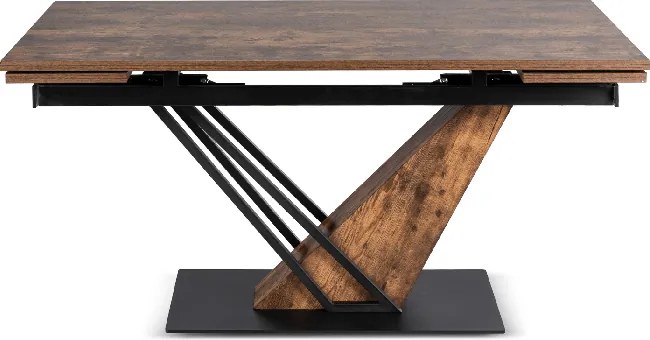 Stół Rozkładany Prostokątny REX 160-220 cm Dąb Rustykalny/Czarny do Jadalni Nowoczesny Loft