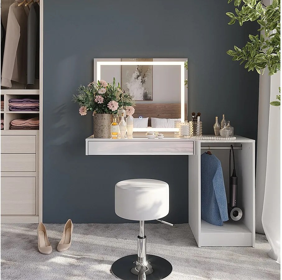 Stół do toalety biały/biały wysoki połysk 120x50.1x76 sherry