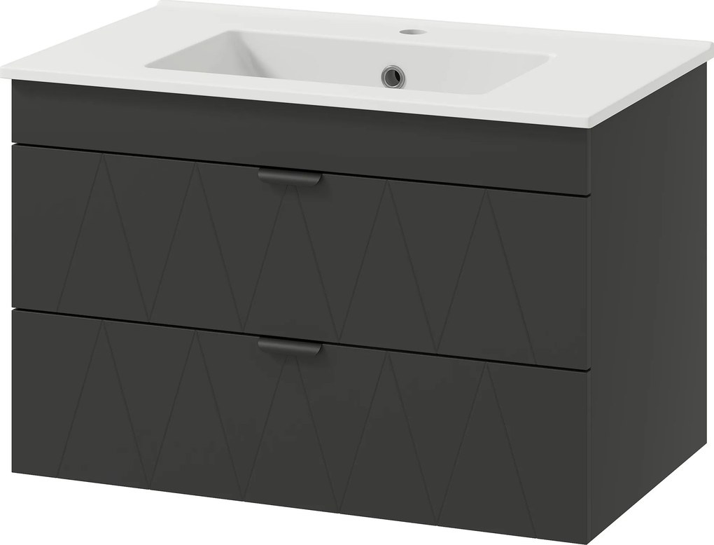 HOMCOM Szafka pod umywalkę Wisząca szafka z ceramiczną umywalką, Szuflady Soft-Close, Czarna