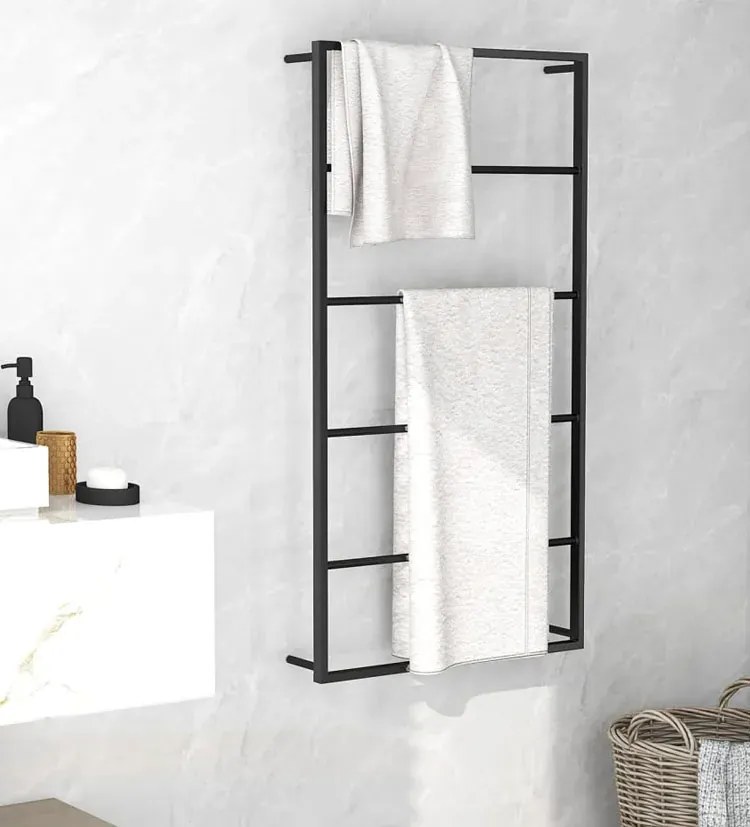 Czarna nowoczesna drabinka na ręczniki N8-F24
