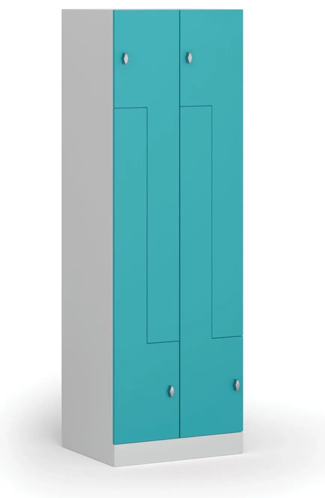 Szafka ubraniowa Z, 4-drzwiowa, 1850 x 600 x 500 mm, demontaż, zamek obrotowy, drzwi zielone