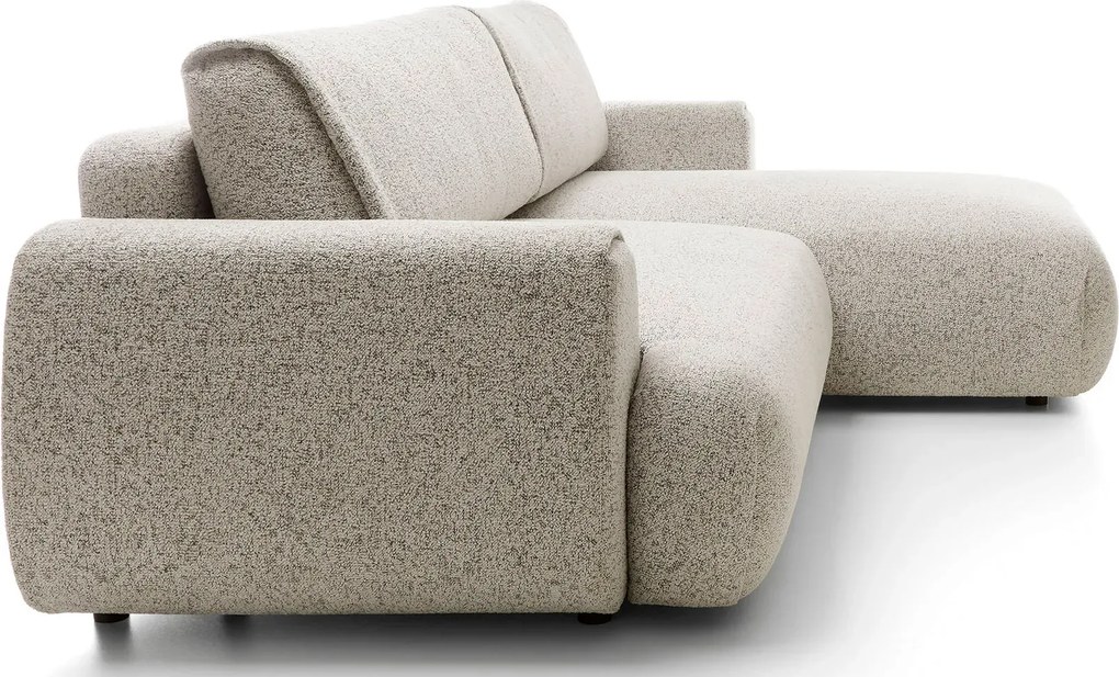 Beżowa melanżowa kanapa narożna z funkcją spania D5-A31