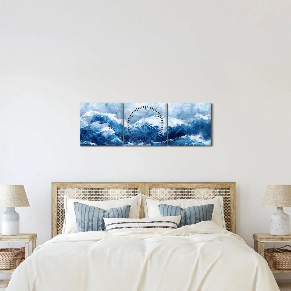 Obraz - Ilustracja przedstawiająca morze (z zegarem) (90x30 cm)