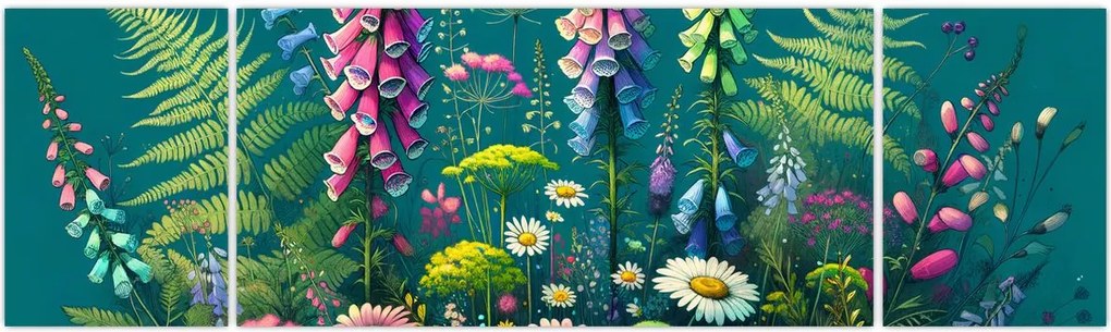 Obraz - Kwiaty łąkowe (170x50 cm)