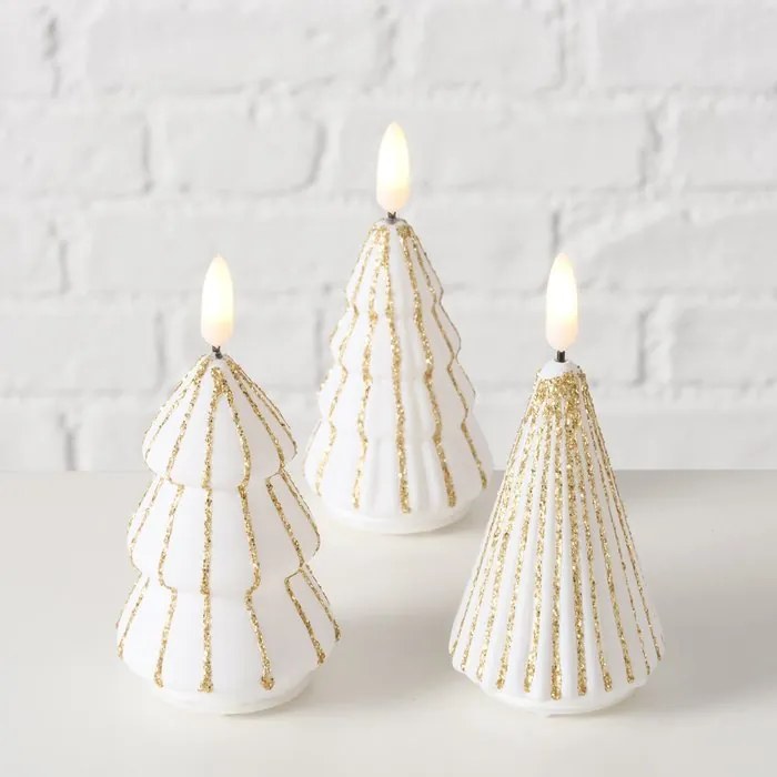 Świeca w kształcie choinki ze sztucznym płomieniem TORIS, 12 cm