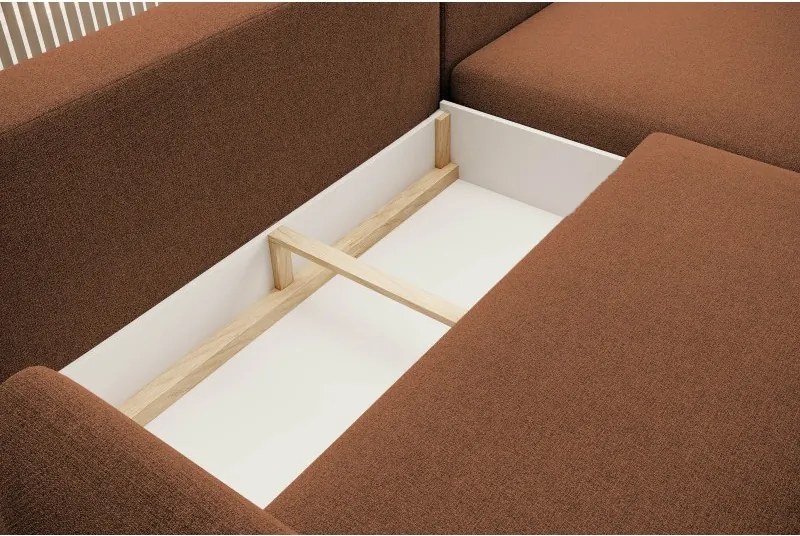 Narożnik BONO z funkcją spania Drewniane nóżki Eleganckie podłokietniki Głębokie siedzisko Lewa strona Barrel 54