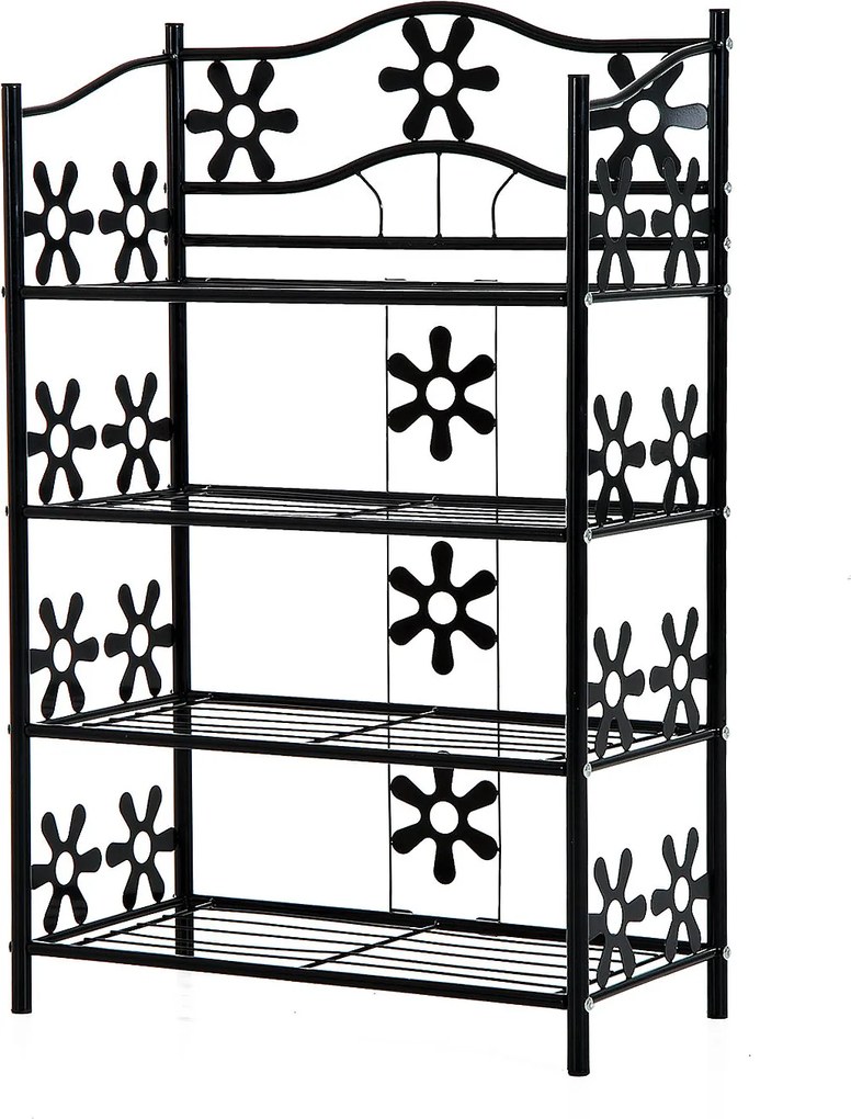 HOMCOM Szafka regał półki metalowa Czarna elegancja Idealna na rośliny 59.5x30x92cm | Aosom PL