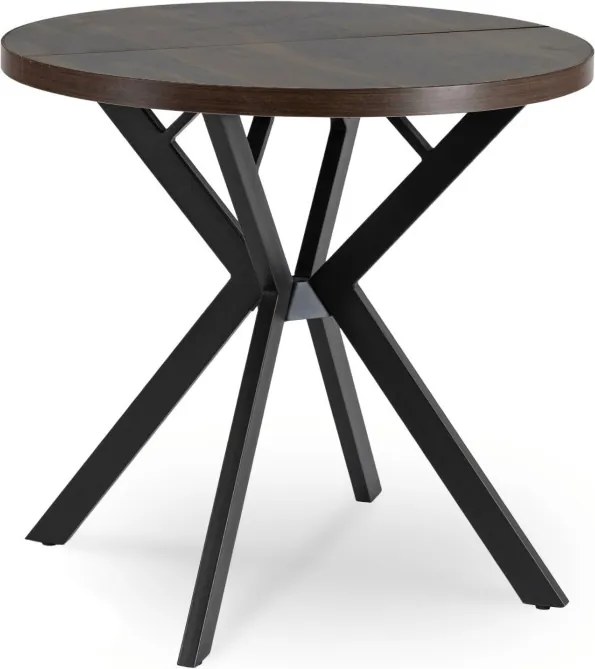 Stół Okrągły Rozkładany DORIAN 80-160 cm Orzech/Czarny Nowoczesny Loft
