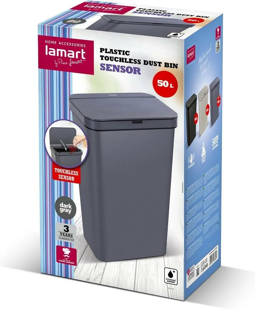 Lamart LT8108 Kosz bezdotykowy Sensor 50 l, szary