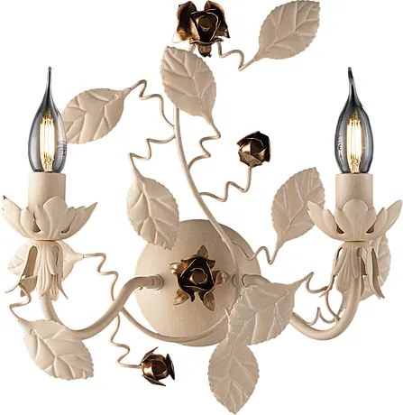 Piękna lampa ścienna z żelaza lakierowanego na kolor kości słoniowej z 2 źródłami światła .37 P.21 BL196-AP2-AV