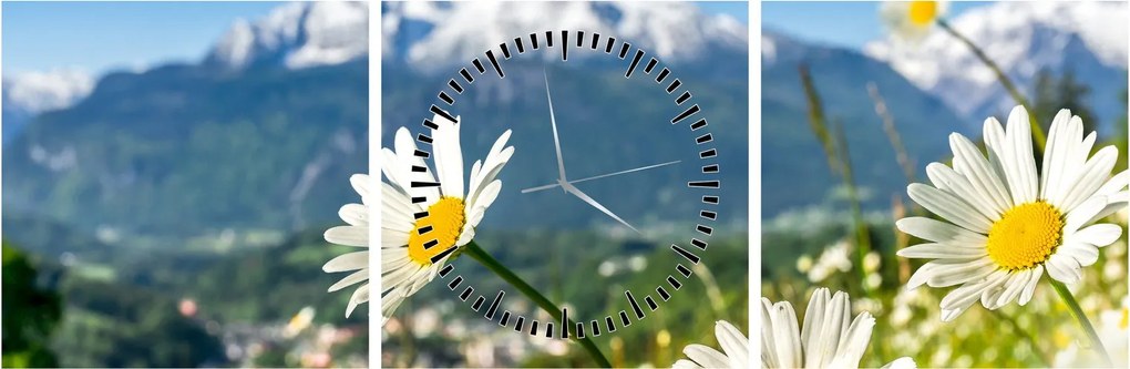 Obraz - Wiosna w Alpach (z zegarem) (90x30 cm)