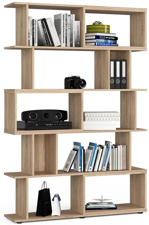 Otwarty regał z asymetrycznymi półkami dąb sonoma - Felippe 3X