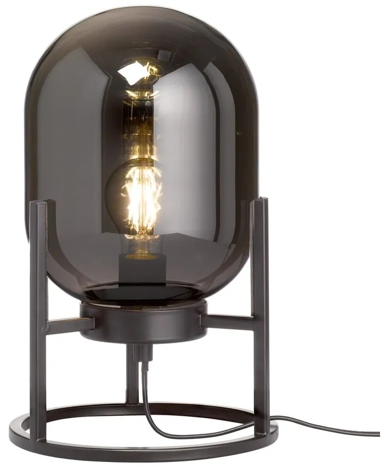 Czarna lampa stołowa ze szklanym kloszem (wysokość 34 cm) Regi – Fischer & Honsel