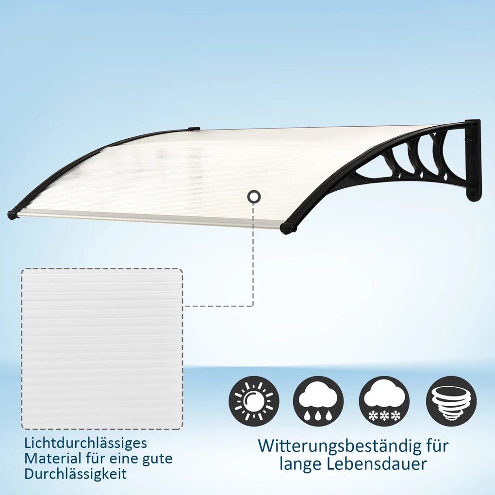 Przezroczyste Zadaszenie Drzwi Outsunny 100 x 75 cm z Poliwęglanu i Aluminiowymi Listwami