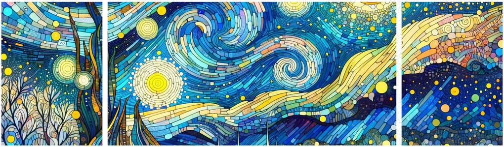 Obraz – Mozaika gwiaździstej nocy (170x50 cm)
