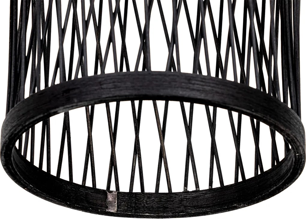 Rustykalna lampa wisząca zewnętrzna czarna z rattanu 25 cm - Calamus