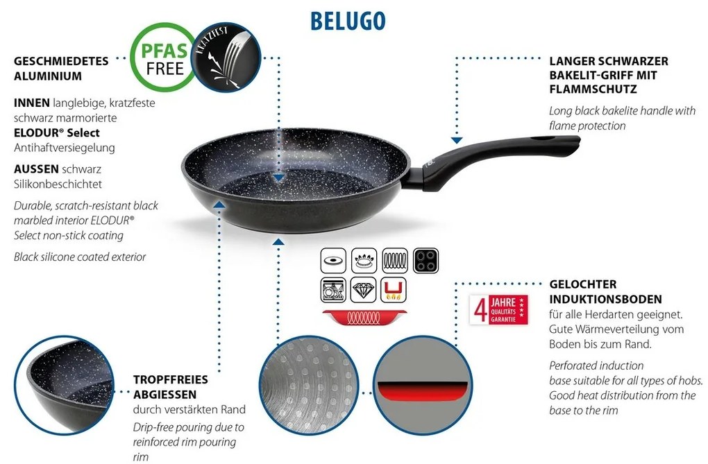 Elo 59928 Patelnia wok z dodatkowym uchwytemBelugo 28 cm