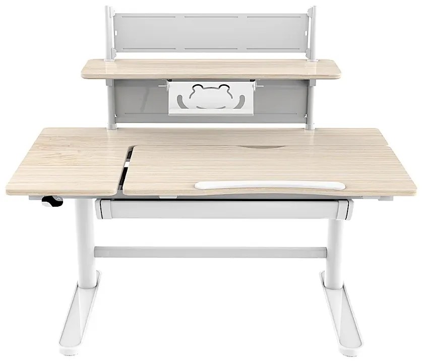 Białe podnoszone biurko szkolne elektryczne z nadstawką A6-S29