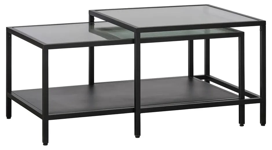 Czarne szklane stoliki zestaw 2 szt. 60x60 cm Bronco – Unique Furniture