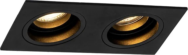 Inteligentny reflektor wpuszczany czarny prostokątny regulowany z 2 WiFi GU10 - Chuck