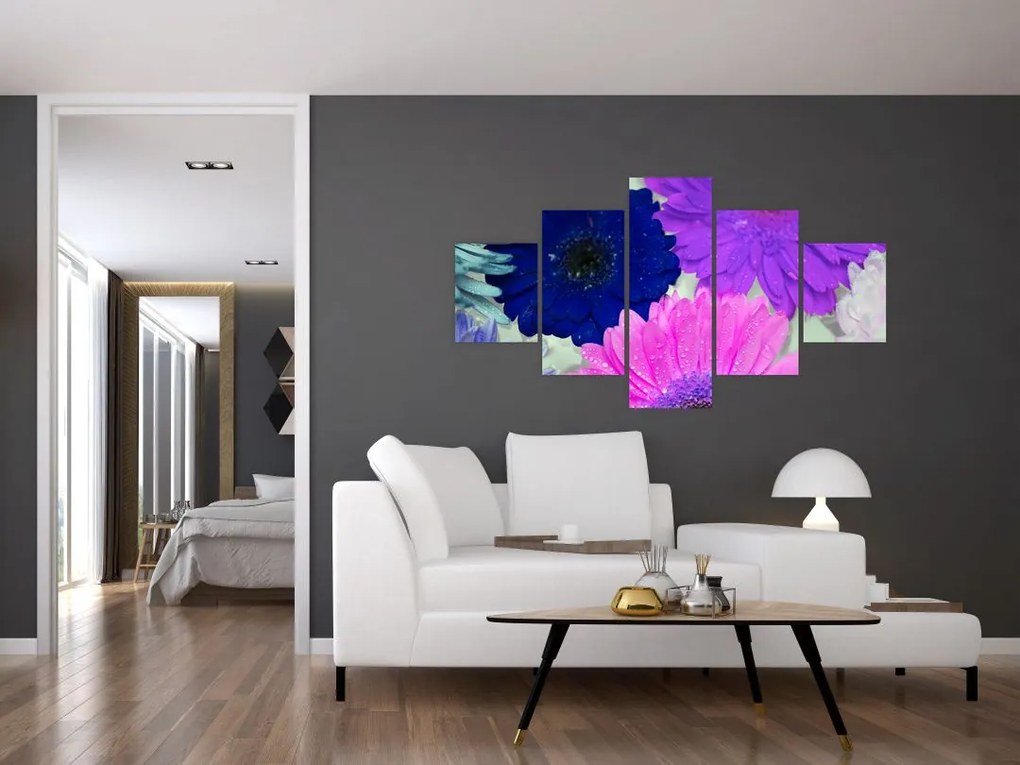 Obraz kolorowych kwiatów (125x70 cm)