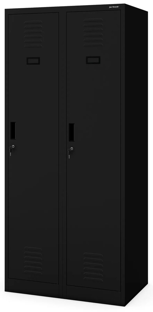 Szafka ubraniowa BHP czarna: czterokomorowa KACPER, 800 x 1800 x 500 mm