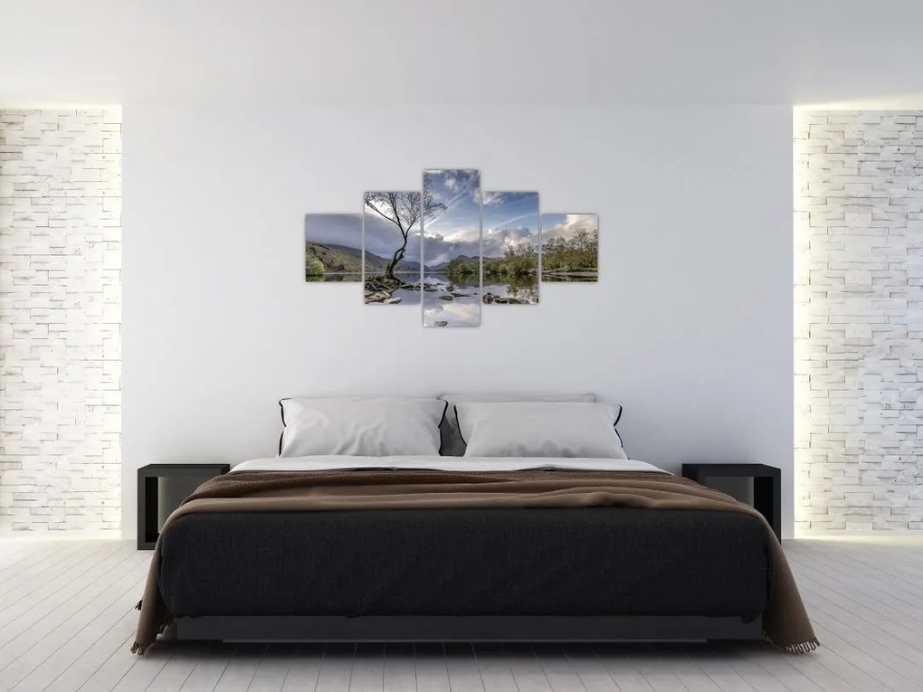 Obraz rzeki z drzewem (125x70 cm)