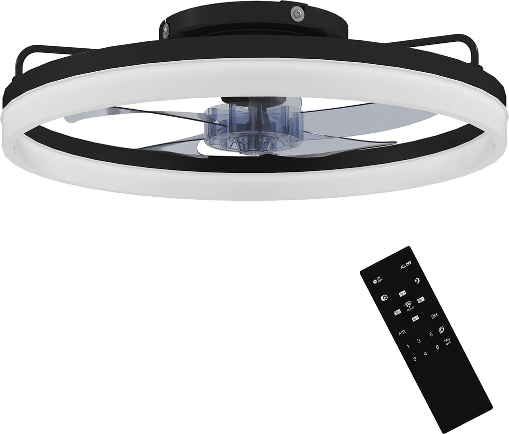 HOMCOM Wentylator sufitowy z oświetleniem i pilotem, 50 cm LED wentylator sufitowy, 3 kolory, 6 prędkości, timer, regulowana jasność | Aosom PL
