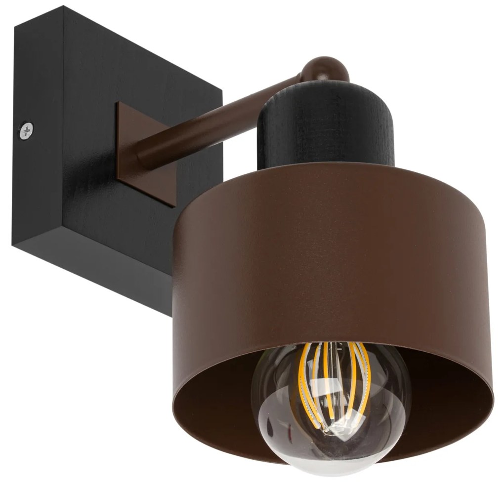 Brązowo-czarny kinkiet LED WD-BR10x10SC jednopunktowy z litego drewna