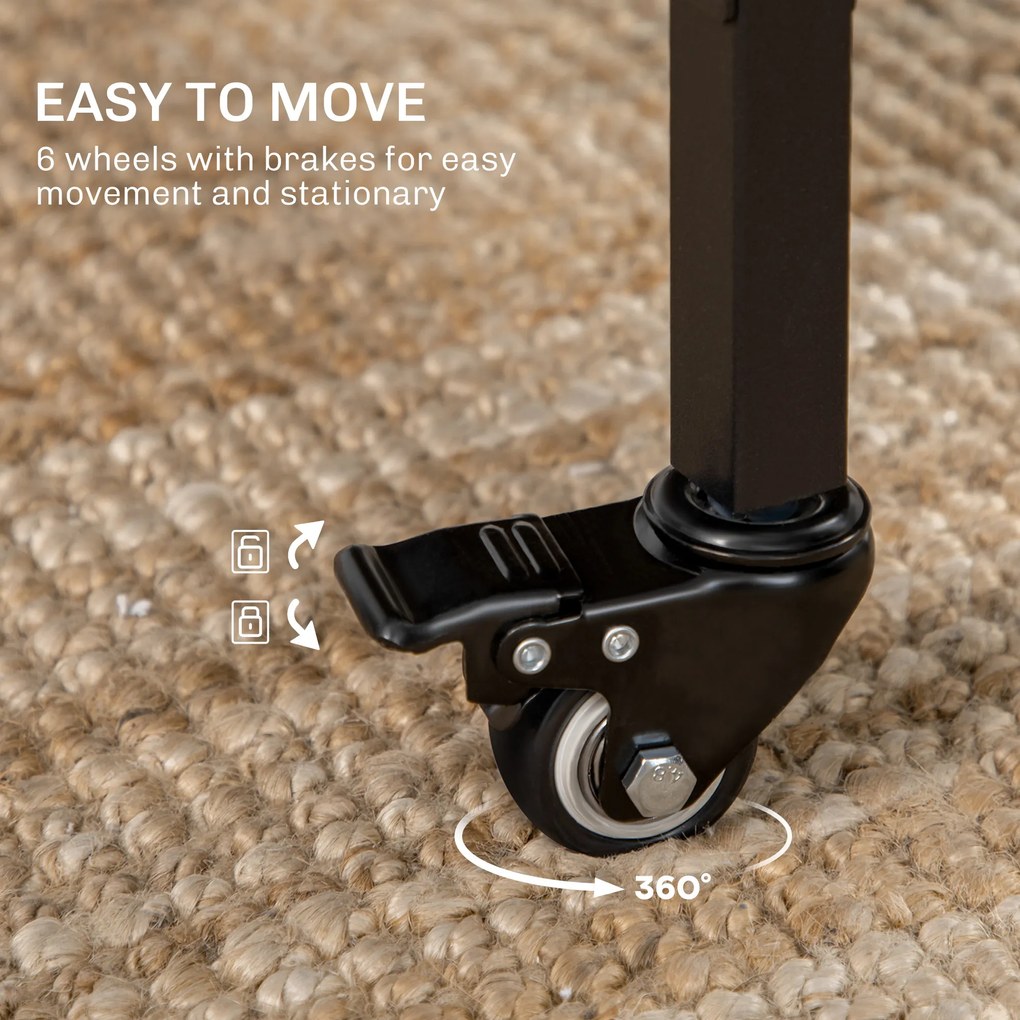 HOMCOM Składany Stół, Mobilny Stół dla 6 Osób z Półką, do 50 kg, 130 x 80 x 74 cm, Rustykalny Brąz