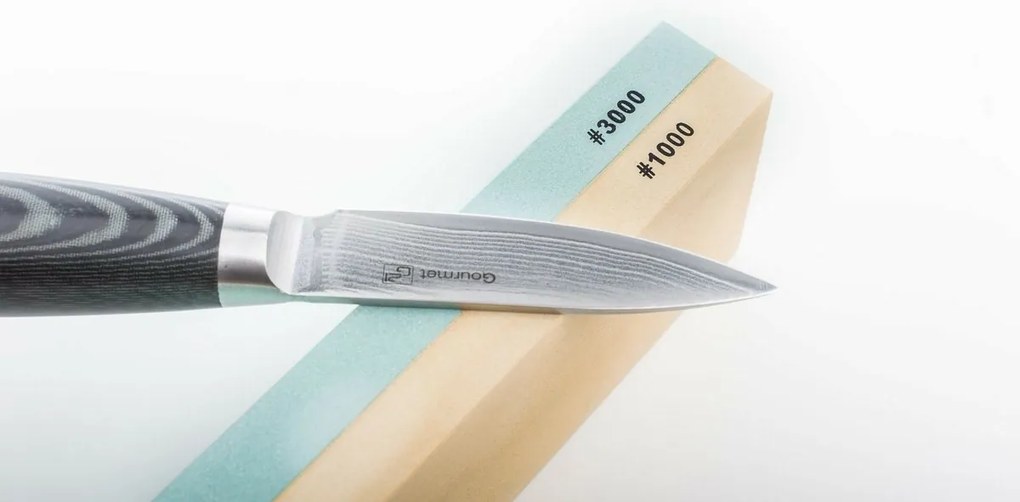 Zestaw noży G21 Gourmet Damascus w bambusowym bloku 3 szt. + kamień do ostrzenia
