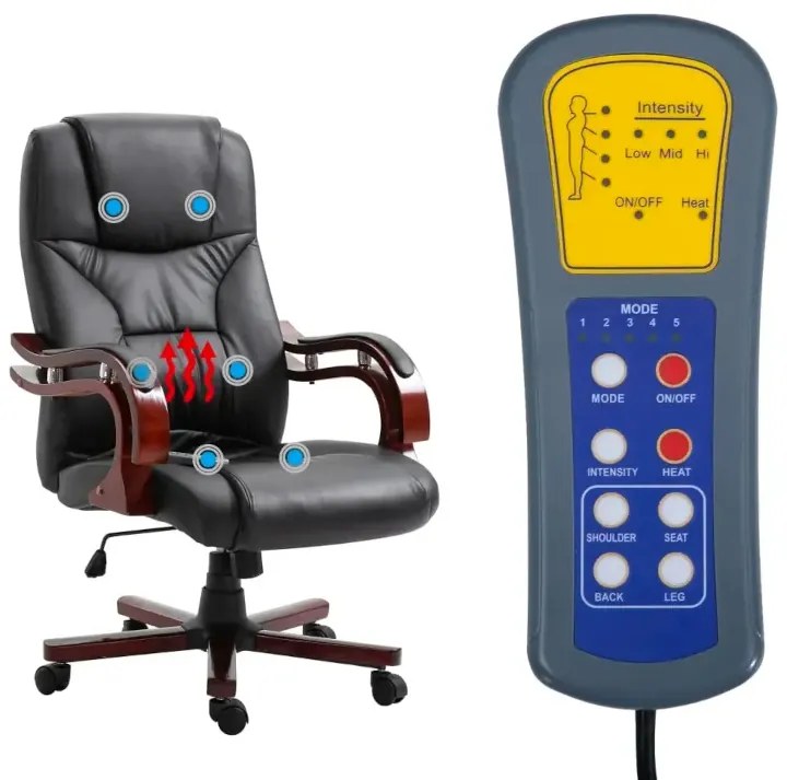 Czarne krzesło biurowe z ekoskóry - Pylios