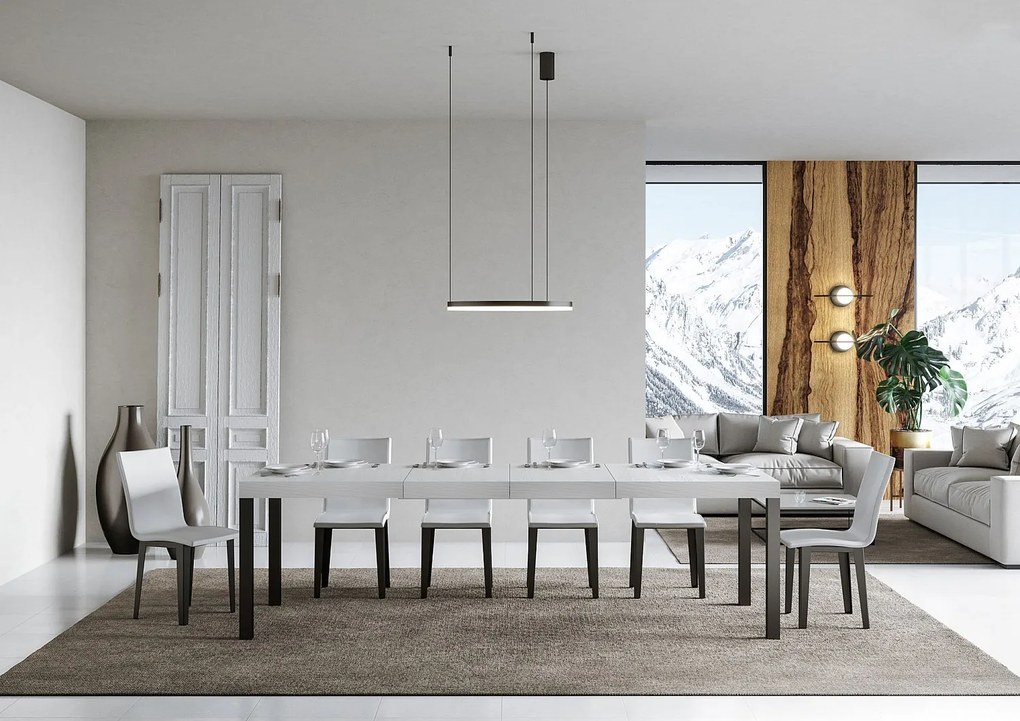 Stół rozkładany Everyday Premium 200/304x90 cm, jesion biały, nogi antracytowe