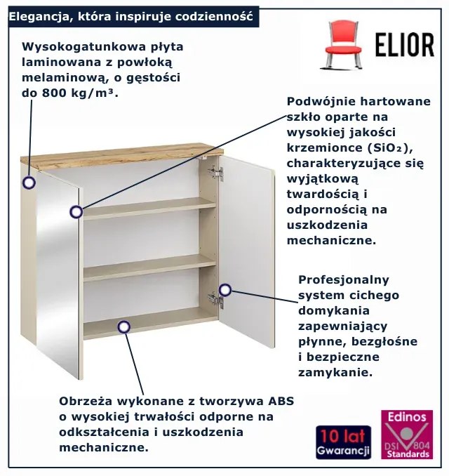 Kaszmirowa szafka ścienna z lustrem D7-K62