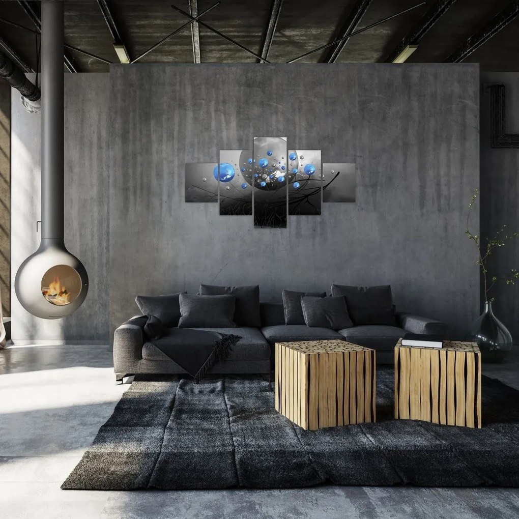 Obraz niebieskich abstrakcyjnych kul (125x70 cm)