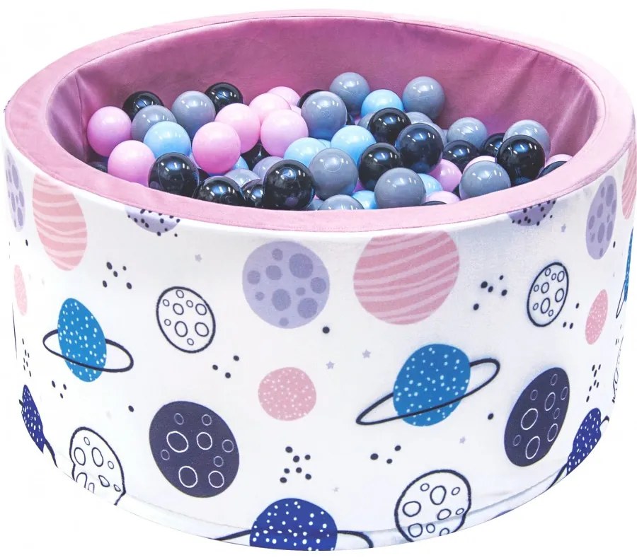 Suchy Basen Z Kulkami 90x40 Cm - Planety Róż - 400 Piłeczek