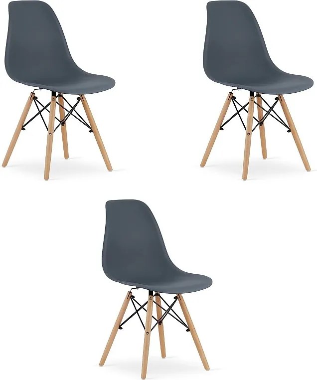 Krzesło Valora OSAKA z ciemnoszarymi naturalnymi nogami do salonu x3