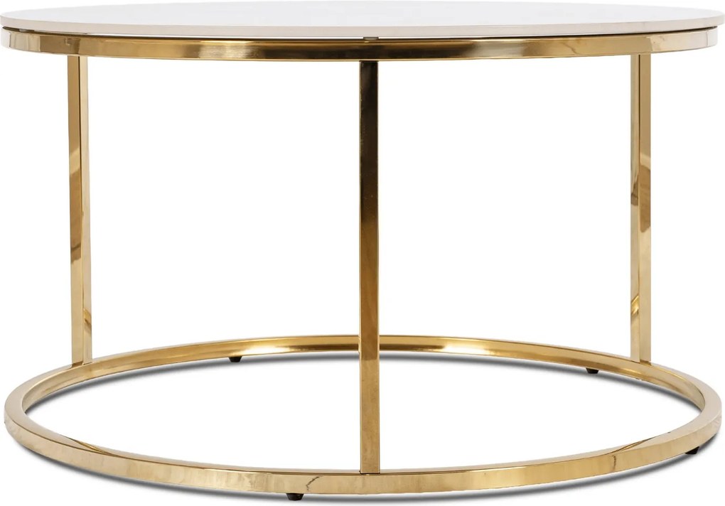 Stolik Kawowy VENICE 80 cm Biały Marmur/Złoty Nowoczesny Glamour