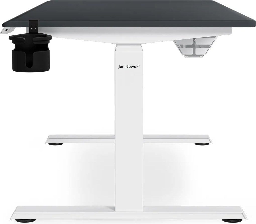 Biurko elektryczne z regulacją wysokości ergonomiczne biało-antracytowe,1400x700 mm: ARIA