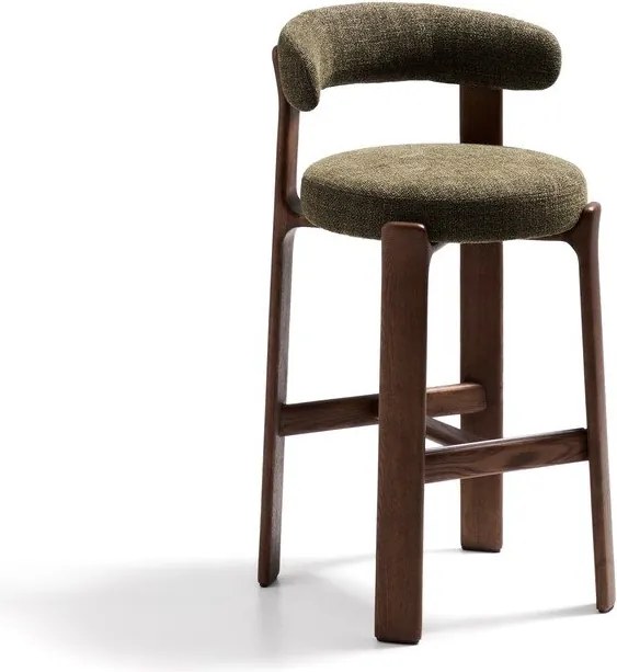 Hoker w kolorze zielono-ciemnonaturalnym z litego drewna jesionowego (wysokość siedziska 75 cm) Granite – Kave Home