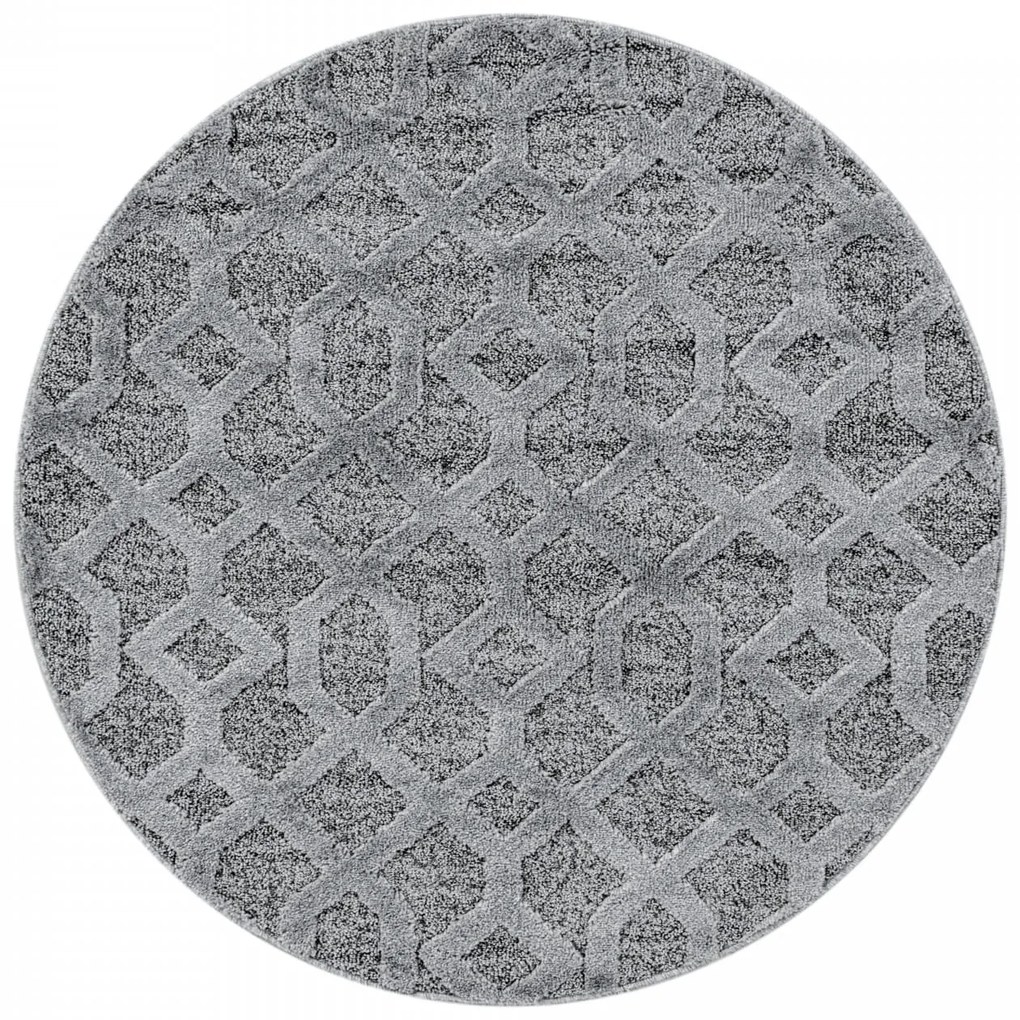 Dywan nowoczesny Pisa 3D kratka szary 120 cm x 120 cm koło