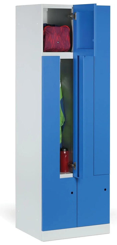 Metalowa szafka ubraniowa Z, 4-drzwiowa, 1850 x 600 x 500 mm, demontaż, zamek RFID, drzwi laminowane, orzech