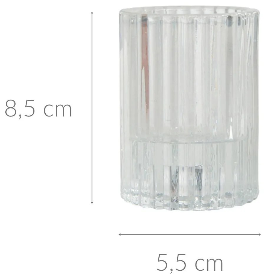 Prążkowany świecznik z barwionego szkła, Ø 5,5 cm