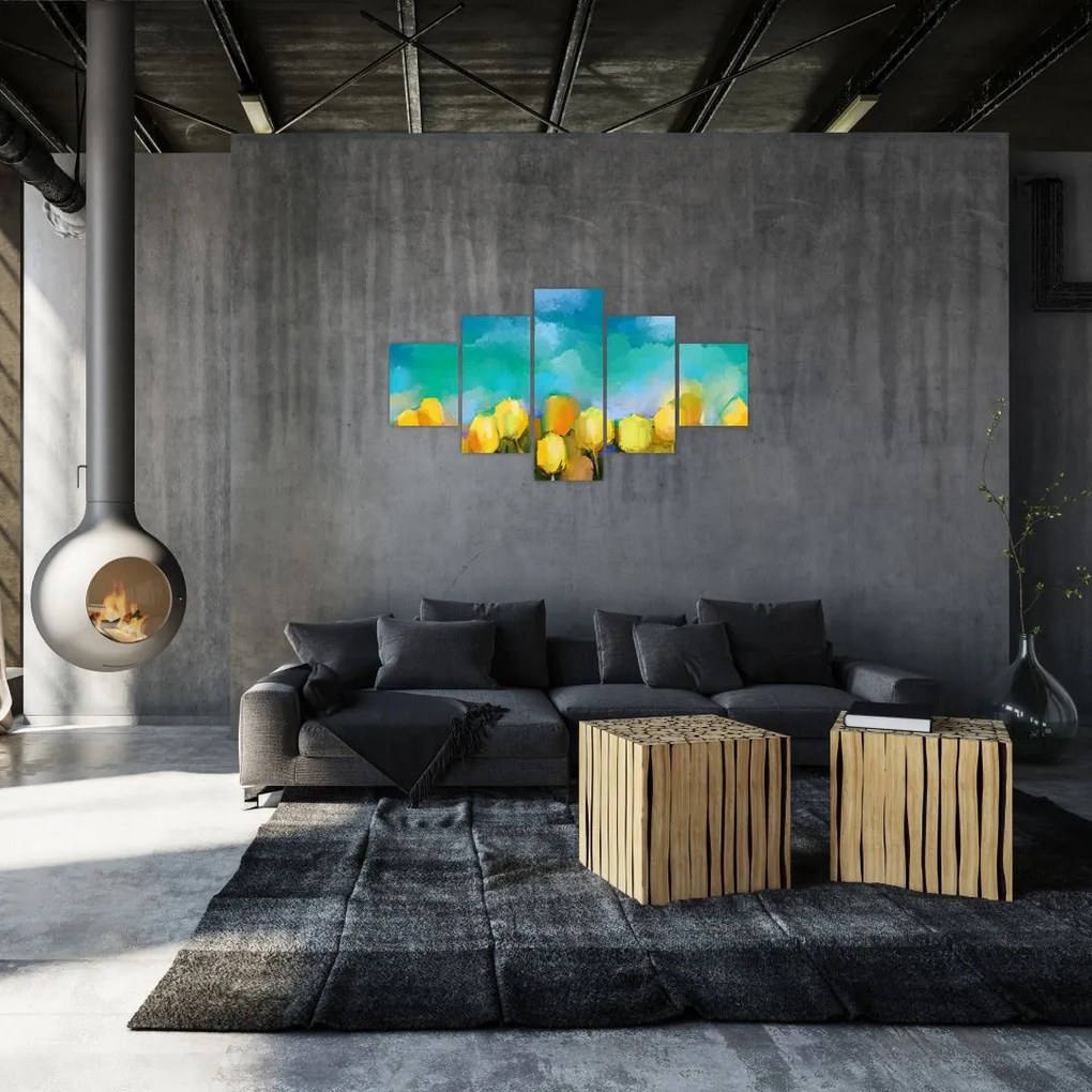 Obraz żółtych tulipanów (125x70 cm)