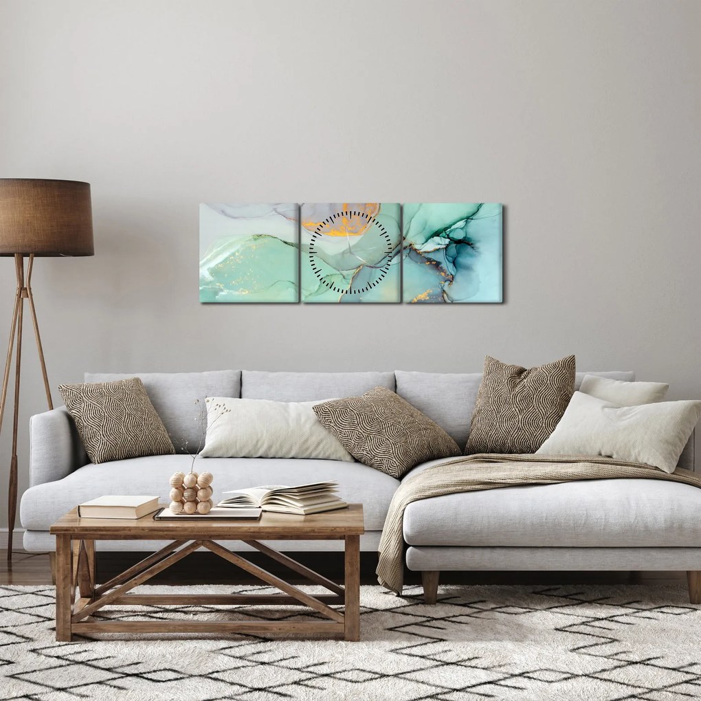 Abstrakcyjny obraz (z zegarem) (90x30 cm)