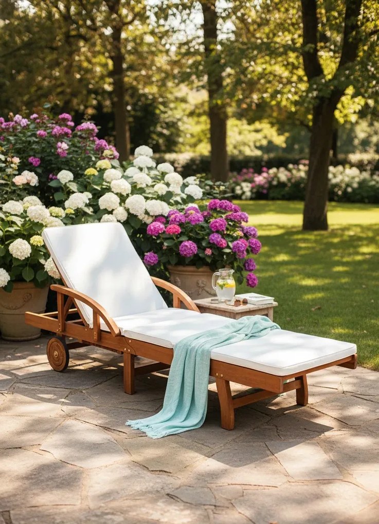 Brązowy rozkładany leżak ogrodowy B2-W17